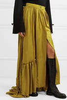Thumbnail for your product : Ann Demeulemeester Asymmetric Tiered Habotai Maxi Skirt - Gold
