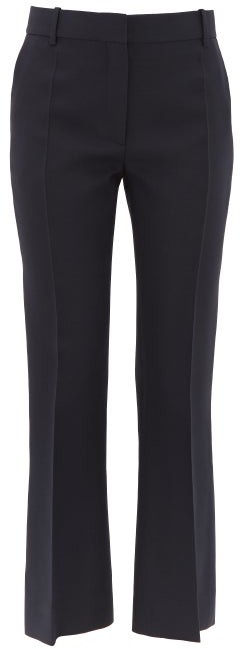 slim navy trousers womens