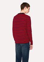 Thumbnail for your product : Paul Smith Men's Slate Blue And Black Stripe Crew-Neck Merino Wool Sweater