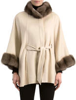 Thumbnail for your product : Gorski Cashmere Belted Cape with Sable Fur