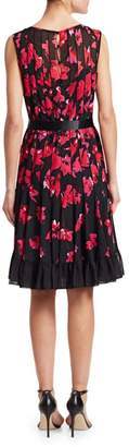 Teri Jon By Rickie Freeman Seamed Floral Fit-&-Flare Dress