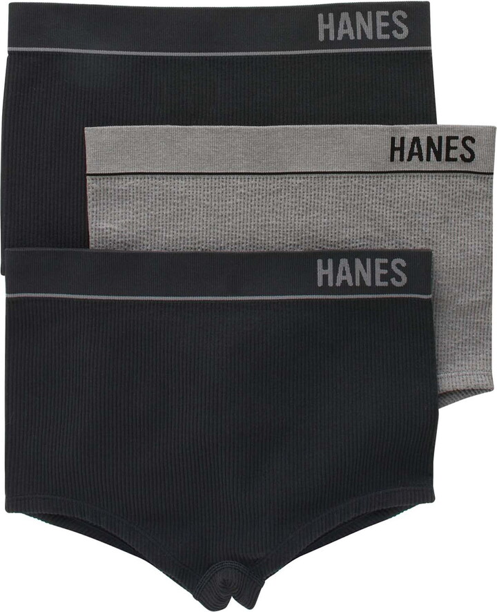 Hanes Originals Women’s Underwear Seamless Rib Boyfit Panties, 3-Pack