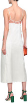 Thumbnail for your product : Tory Burch Appliqued Lace-trimmed Silk-satin Midi Dress