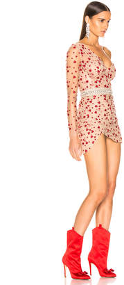 Aadnevik French Lace One Shoulder Mini Dress in Red Floral | FWRD