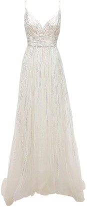 Elie Saab Sleeveless Embroidered Tulle Gown