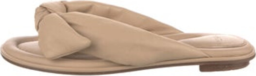 Alexandre Birman Leather Slides Neutrals Bow Accents Designer