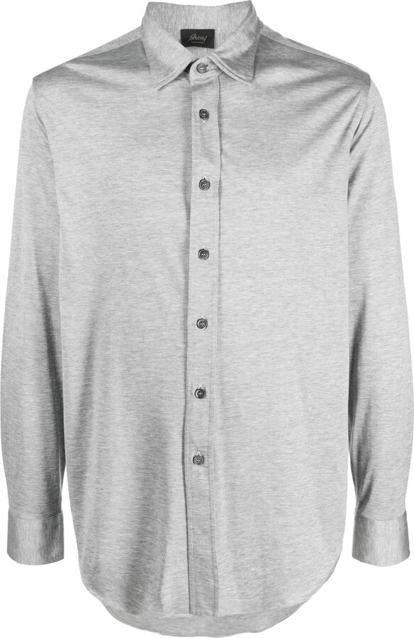 Brioni Mélange-Effect Button Shirt