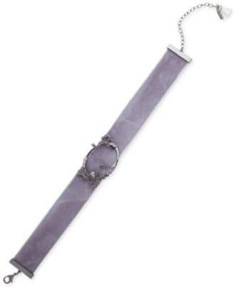 lonna & lilly Silver-Tone Clear & Hematite Crystal Velvet Choker Necklace