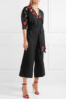 Thumbnail for your product : Vilshenko Esenia Embroidered Cotton And Silk-blend Jumpsuit - Black