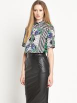 Thumbnail for your product : River Island Scarf Print Short Sleeve Boxy Shirt