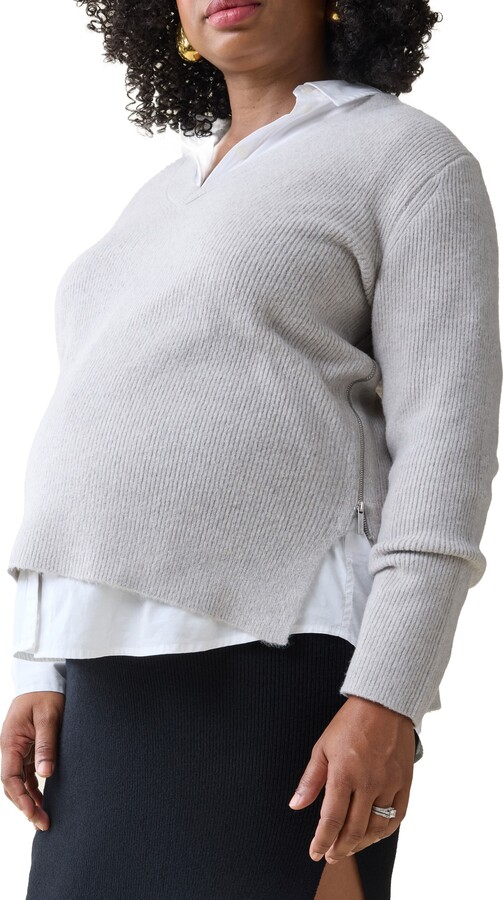 Ingrid & Isabel Side Zip Maternity/Nursing Sweater