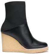 Thumbnail for your product : Castaner Paneled Leather And Stretch-Knit Wedge Ankle Boots