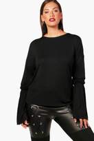 Thumbnail for your product : boohoo Plus Kerri Flute Sleeve Top