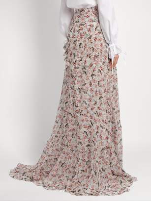 Erdem Alison Floral Print Silk Voile Maxi Skirt - Womens - Multi