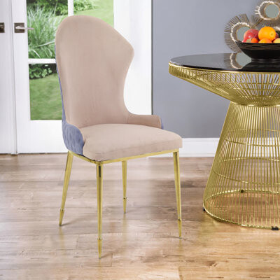 Red Barrel Studio Tan And Gold Sloped Armrest Dining Chairs 2 - Lavender Exterior For A Stylish Touch Pair Wingback Support Good Posture