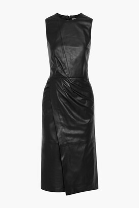 Iris & Ink Fréderique wrap-effect leather midi dress