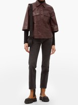 Thumbnail for your product : Ganni Bell-sleeve Leather Shirt - Burgundy