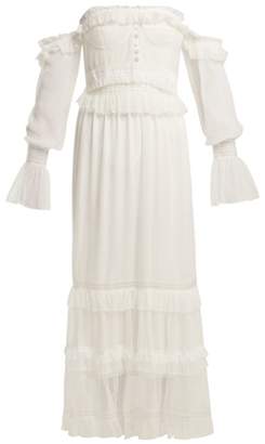 Jonathan Simkhai Corset Style Ruffled Tulle Dress - Womens - White