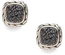 John Hardy Classic Chain Black Sapphire & Sterling Silver Small Square Earrings