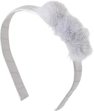 Bows Arts Triple Mink Pom Velvet headband - Light Pink - One Size