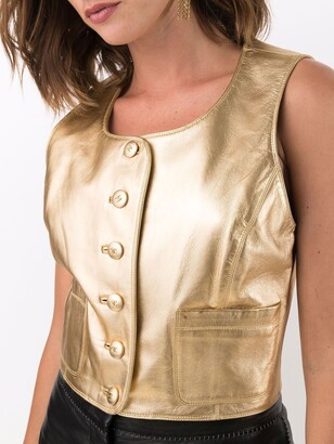 Chanel Pre Owned 1994 Metallic Leather Waistcoat - ShopStyle Vests