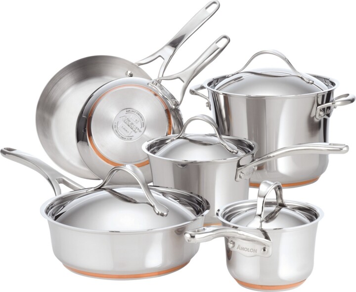 Anolon Nouvelle Copper Stainless Steel Cookware Set, 10 Piece