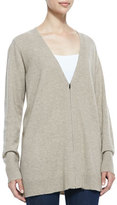 Thumbnail for your product : Eileen Fisher V-Neck Zip-Front Cashmere Cardigan, Almond