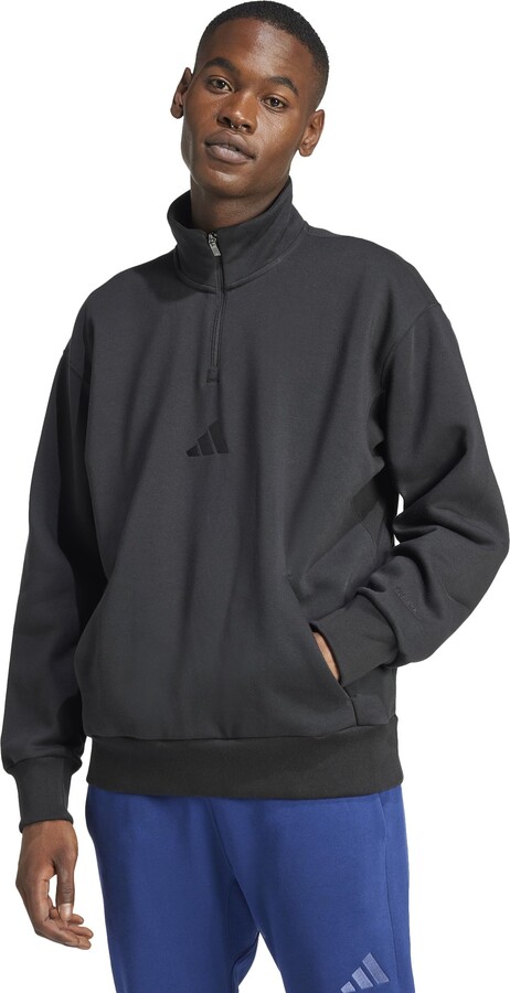 adidas Men's All SZN Fleece Quarter-Zip Crewneck Sportswear Sweatshirt