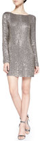 Thumbnail for your product : Haute Hippie Long-Sleeve Short Dress with Crystals