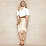 Thumbnail for your product : Ralph Lauren Blue Label Embroidered Silk Wrap Skirt