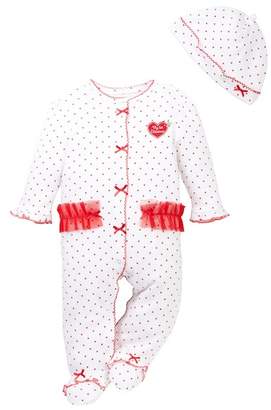 Little Me Dotted Hat & Footie Set (Baby Girls)