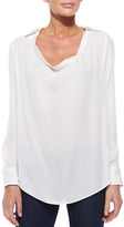 Thumbnail for your product : Haute Hippie Collared Cowl-Neck Blouse, Swan