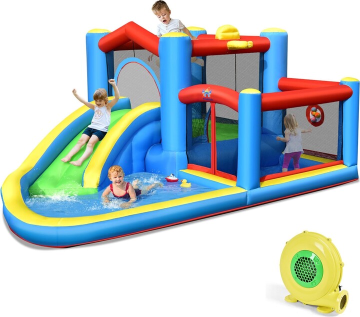 Inflatable Kids Water Slide Outdoor Indoor Slide Splash Pool with 480W Blower