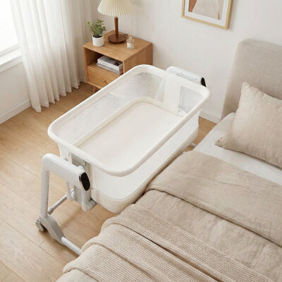 Baby Bassinet, Smart Crib, Automatic Cry Detection and Response, Rocking Bassinet for Baby, 7 Height Adjustable with Mattress for Newborns