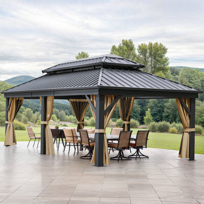 Edrosie Inc Elegant and Stylish Brown Fabric 12x18FT Outdoor Gazebo