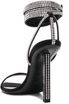 Thumbnail for your product : Saint Laurent Tower Crystal Embellished Satin Ankle Strap Sandals in Black | FWRD