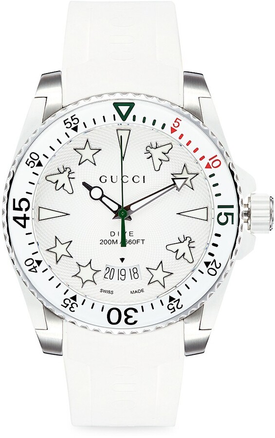 Gucci Dive Stainless Steel Rubber Band Watch ShopStyle