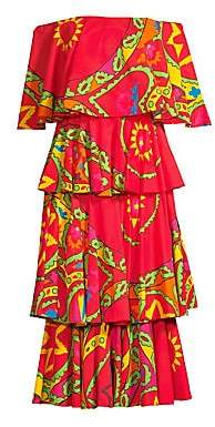 Rhode Resort Women's Lulu Off-The-Shoulder Tiered Print Dress