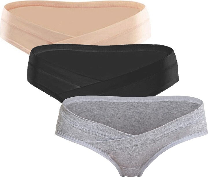 Ruiyete Pack of 3 Women Under the Bump Maternity Underwear Maternity