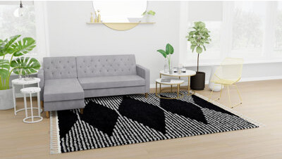 Rugs America Mason Shag Tribal Heath Black Area Rug