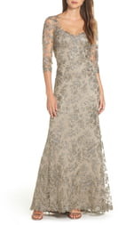 Tadashi Shoji Corded Embroidered Lace Gown