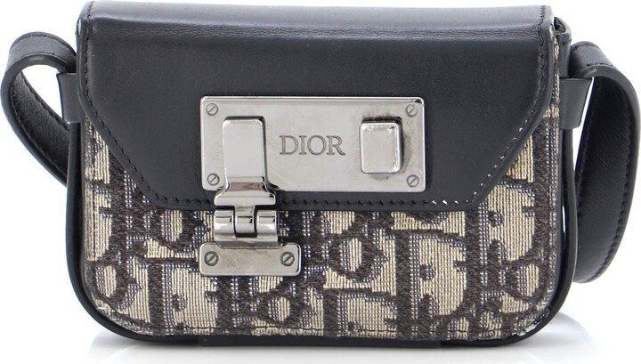 Christian Dior Clasp Lock Messenger Pouch Oblique Canvas and