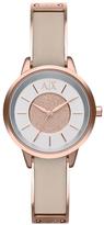 Thumbnail for your product : Armani Exchange Silver Dial Rose Gold IP Plated And Nude Leather Strap Ladies Watch