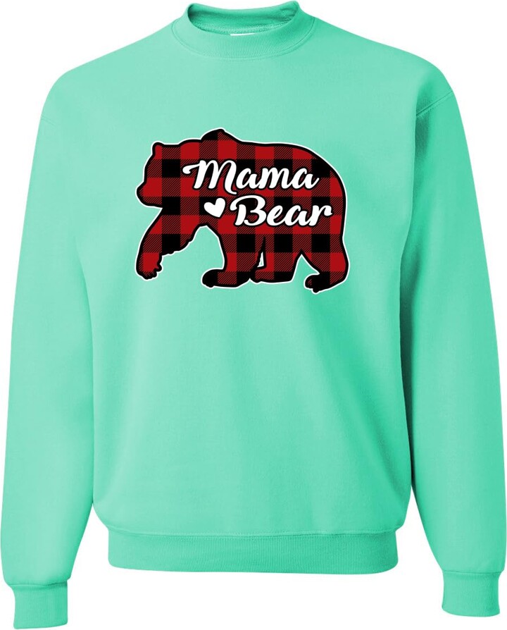 Wild Bobby Mama Bear Cool Plaid Matching Design Christmas Unisex Crewneck Sweatshirt