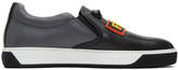 Thumbnail for your product : Fendi Black and Grey Faces Slip-On Sneakers