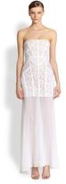 Thumbnail for your product : BCBGMAXAZRIA Vivienne Lace-Blocked Strapless Gown