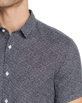 HUGO Empson Short-Sleeve Crosshatch-Print Extra-Slim Fit Shirt