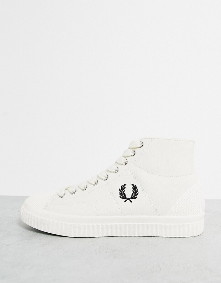 Fred Perry hughes high top canvas shoes in white - ShopStyle