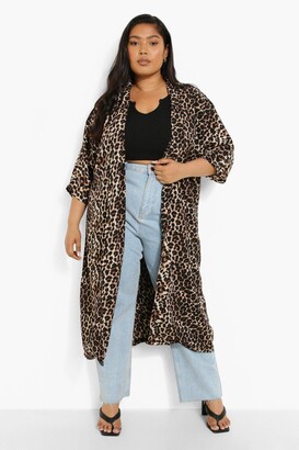 boohoo Plus Leopard Kimono