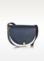 Thumbnail for your product : Victoria Beckham Navy Blue, White and Ebony Half Moon Box Shoulder Bag